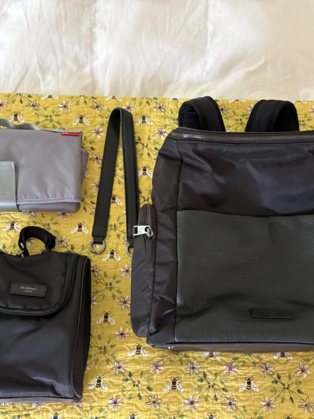 Storksak Alyssa Black & Gunmetal Diaper Bag